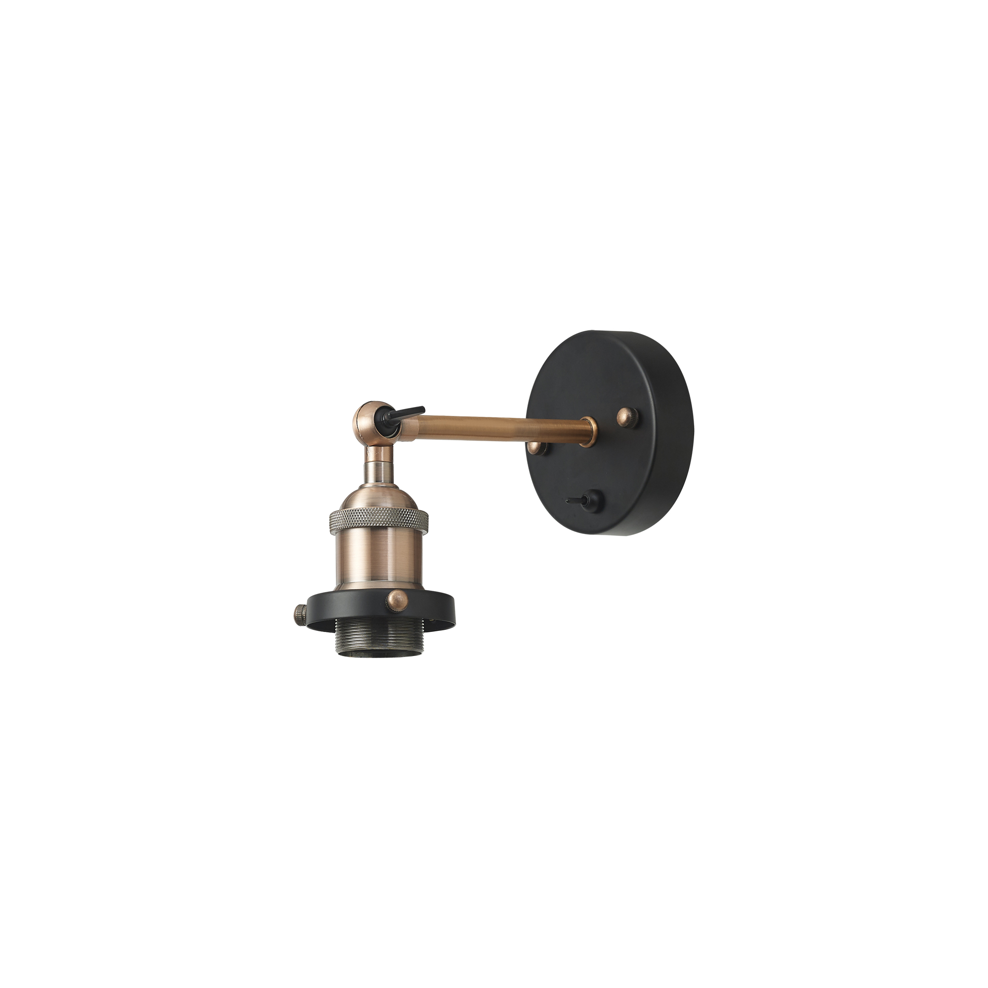D0702  Dreifa Switched Wall Light, 1 x E27, Black/Antique Copper